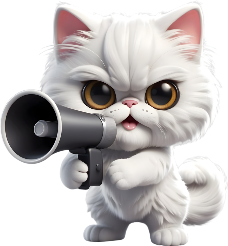 AI generated a cartoon cat with a megaphone png