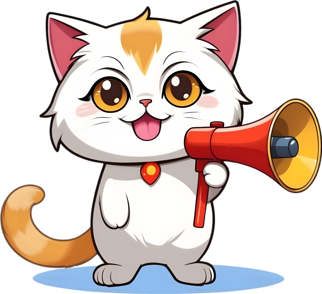 AI generated a cartoon cat with a megaphone png