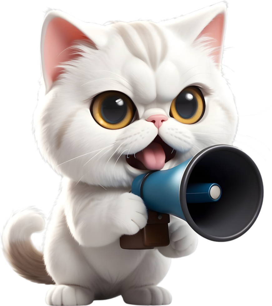 AI generated a cartoon cat with a megaphone png