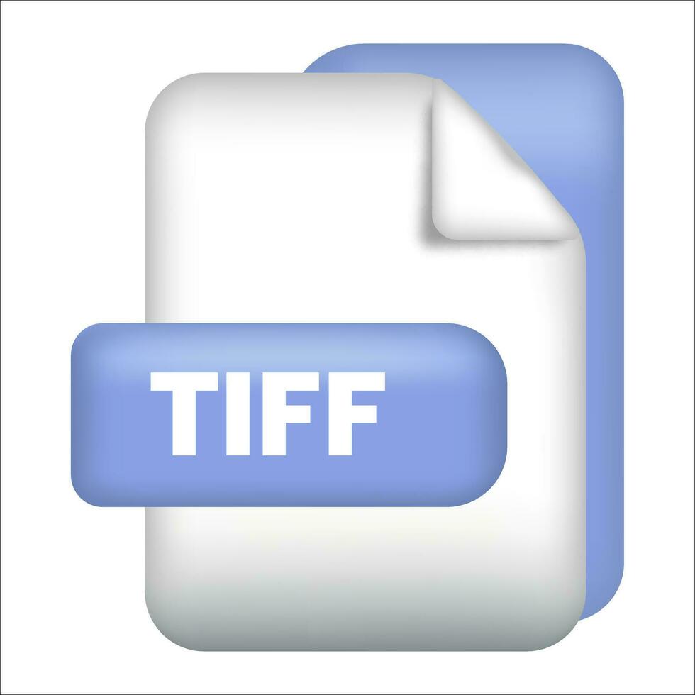 TIFF file format icon. TIFF file format 3d render icon with transparent background. TIFF file format document color icon vector