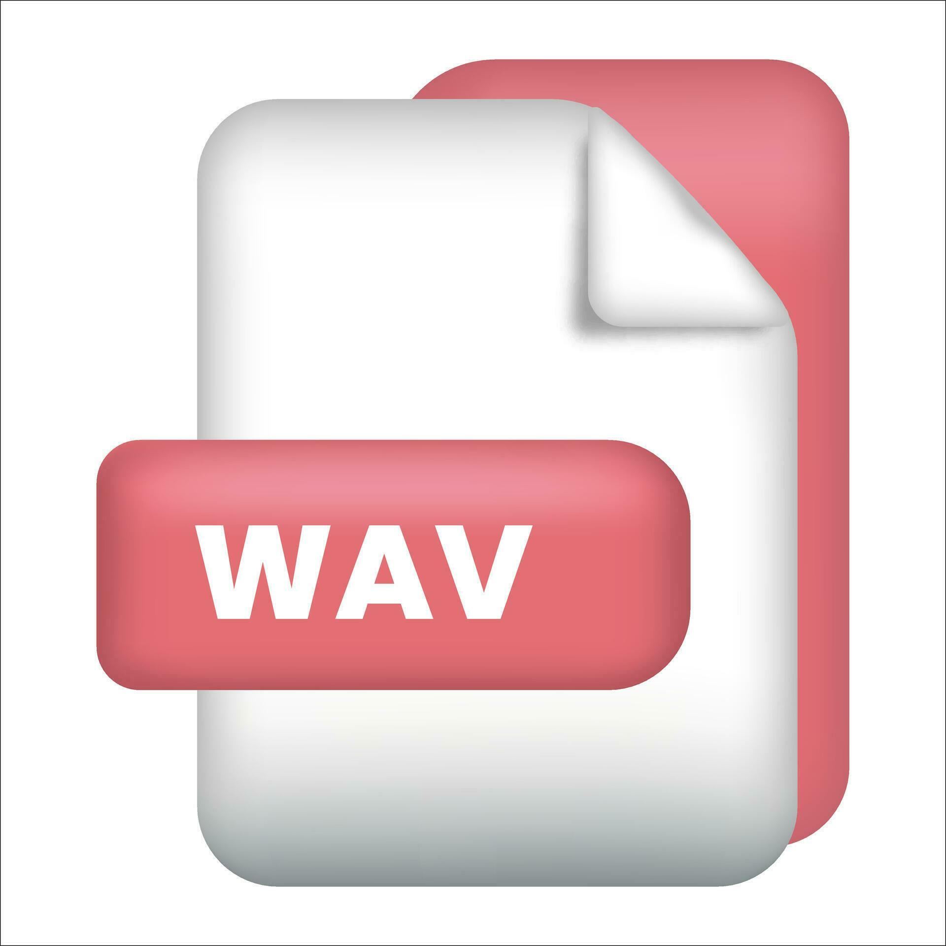 WAV file format icon. WAV file format 3d render icon with transparent