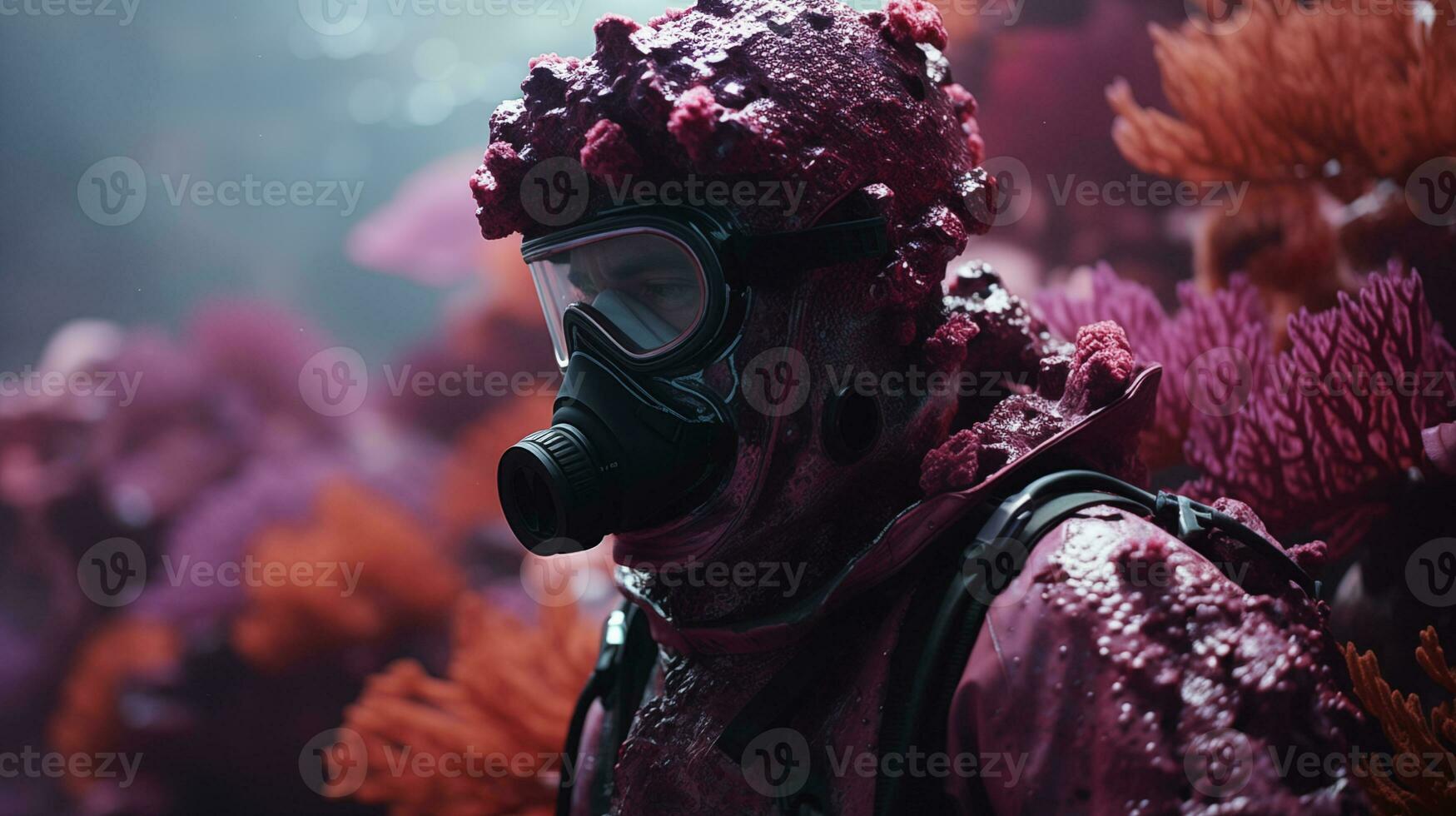 AI generated Diver Exploring Vibrant Coral Reef Underwater AI generated photo