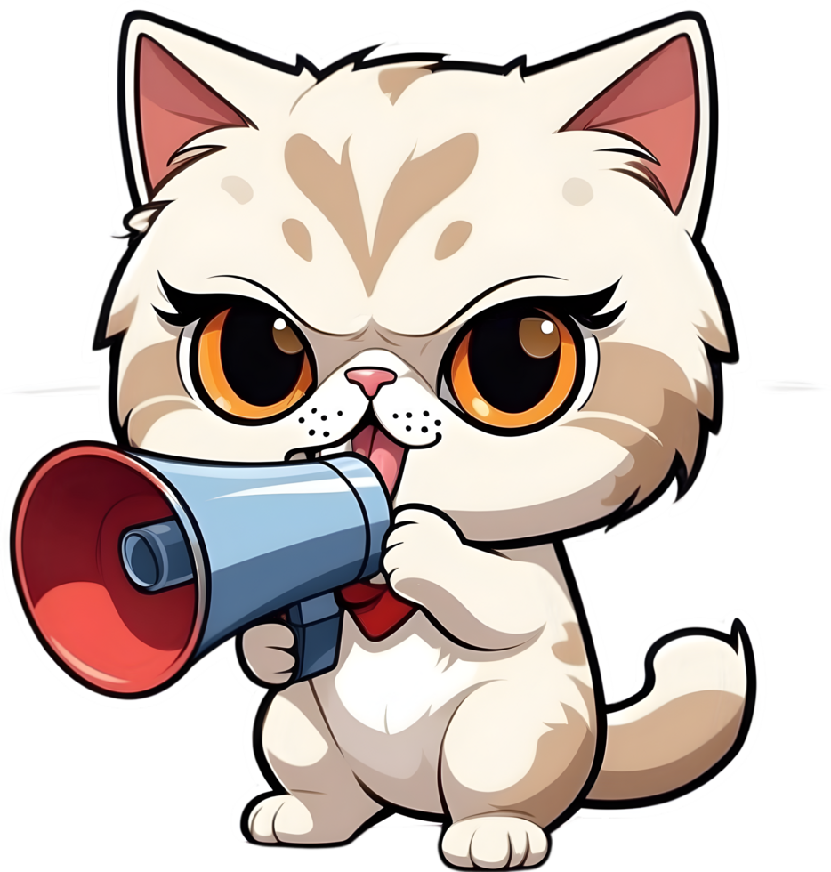 AI generated a cartoon cat with a megaphone png