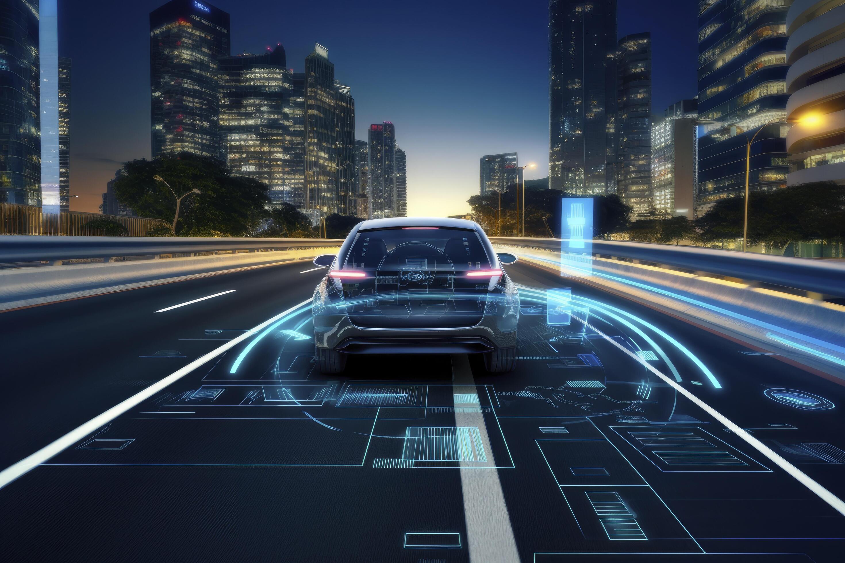 AI generated Modern smart car technology intelligent system using Heads ...