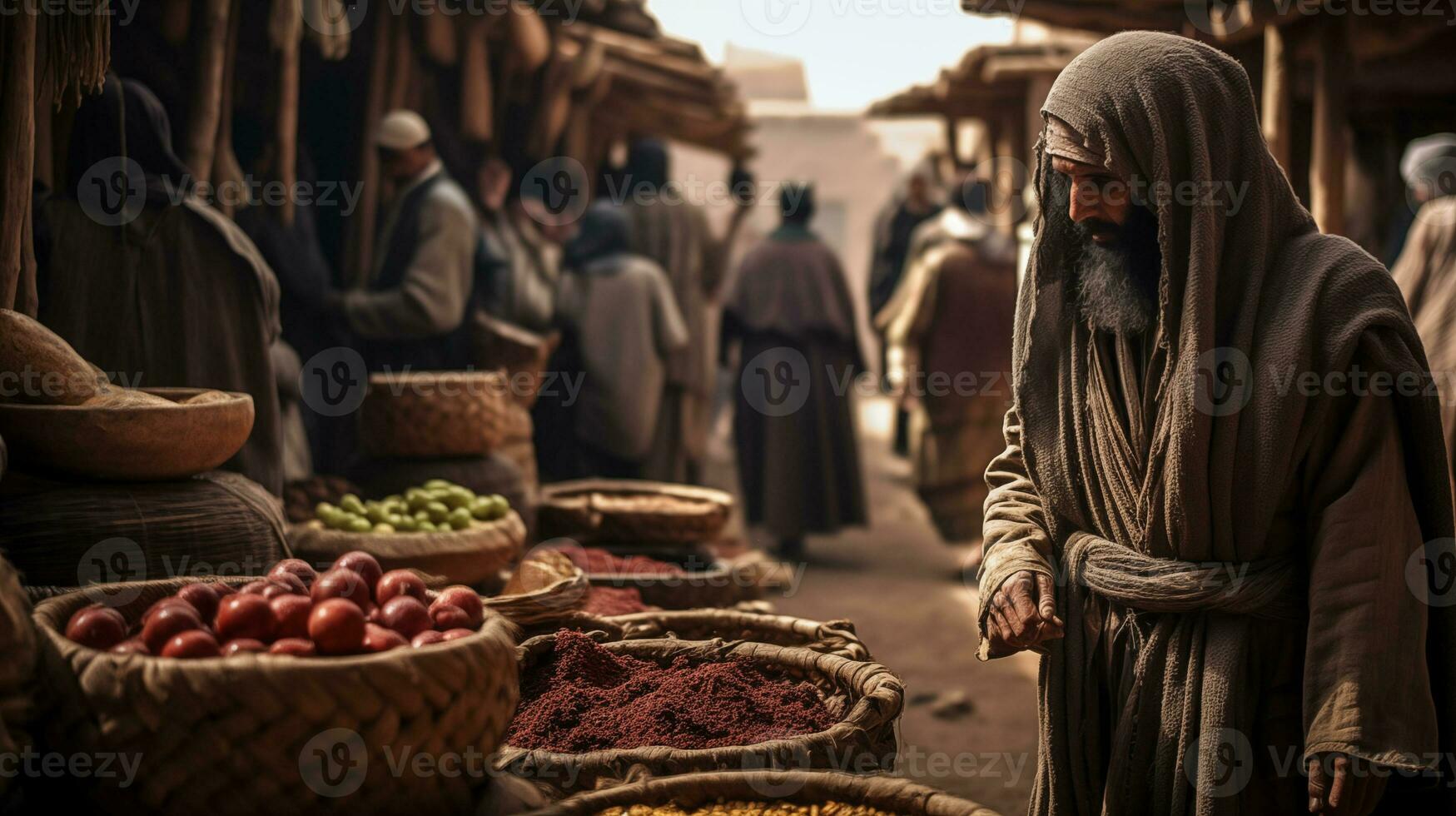 AI generated Middle Eastern Spice Merchant at Market AI generated photo