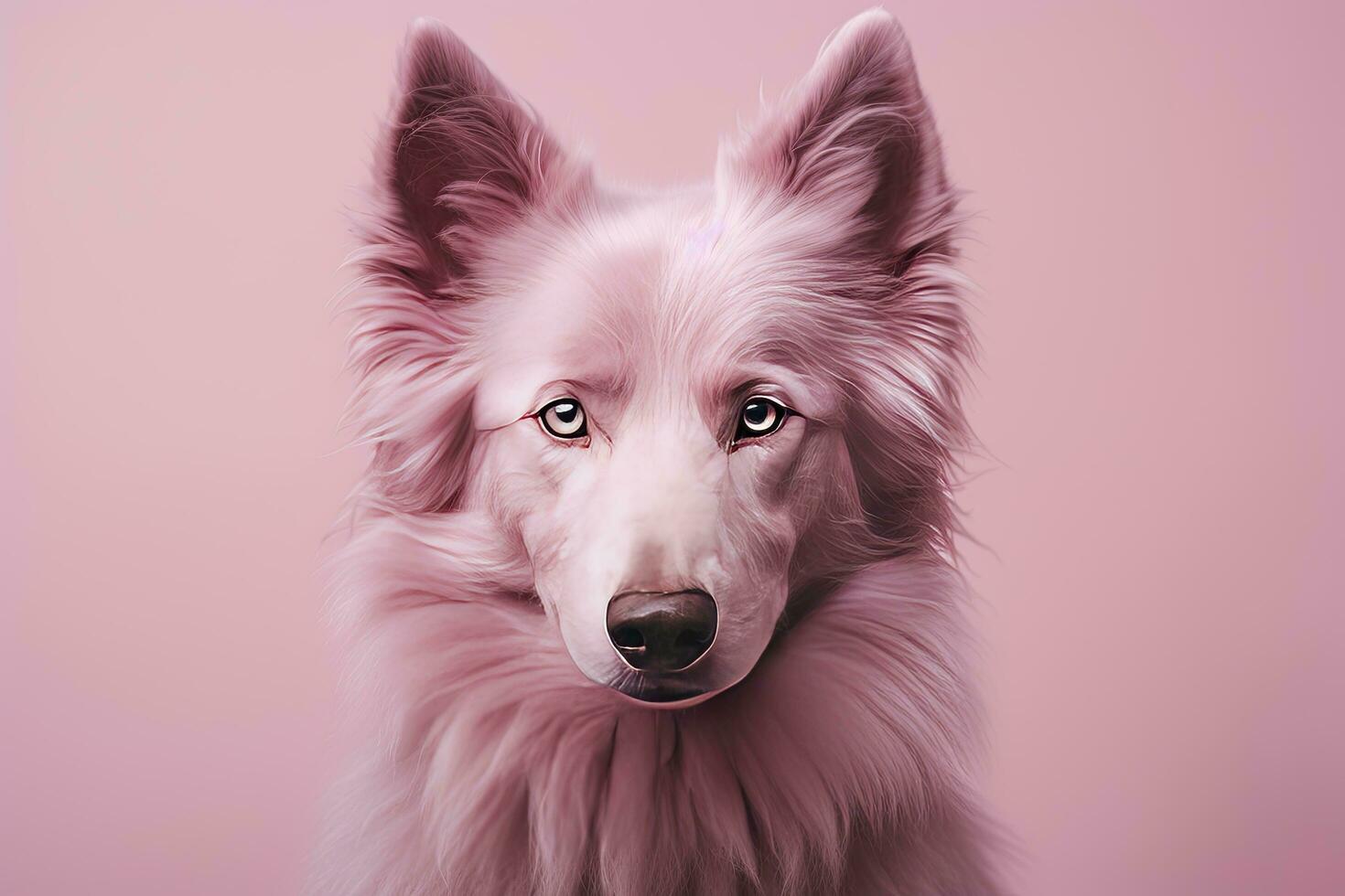 AI generated Pink colored dog on Pink Background. AI Generated photo