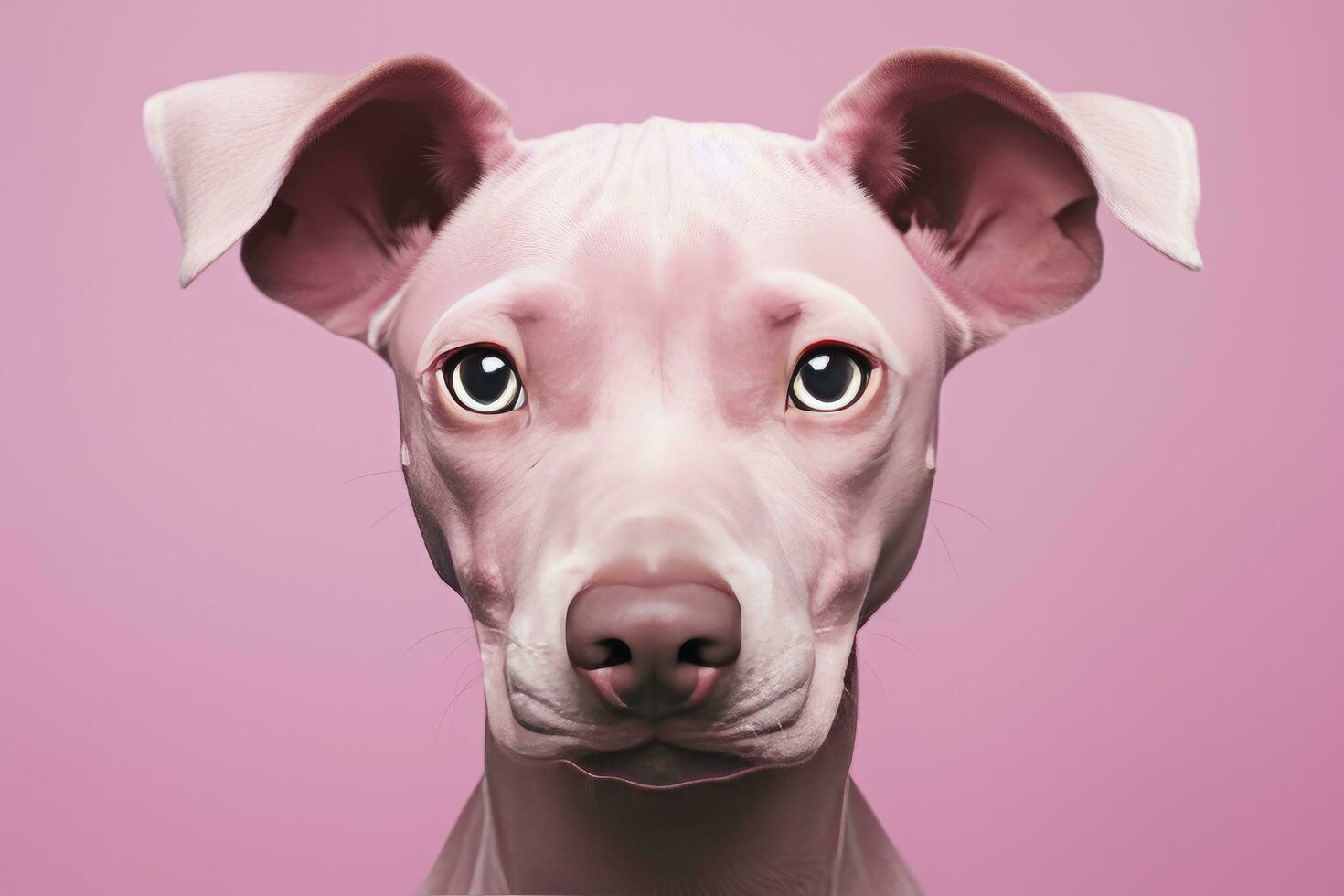 AI generated Pink colored dog on Pink Background. AI Generated photo