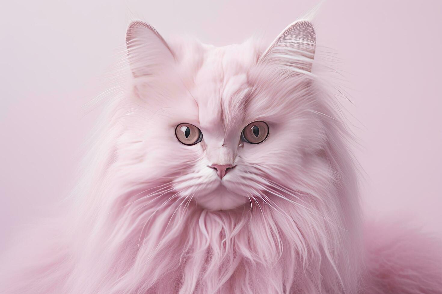 AI generated Pink colored cat on Pink Background. AI Generated photo