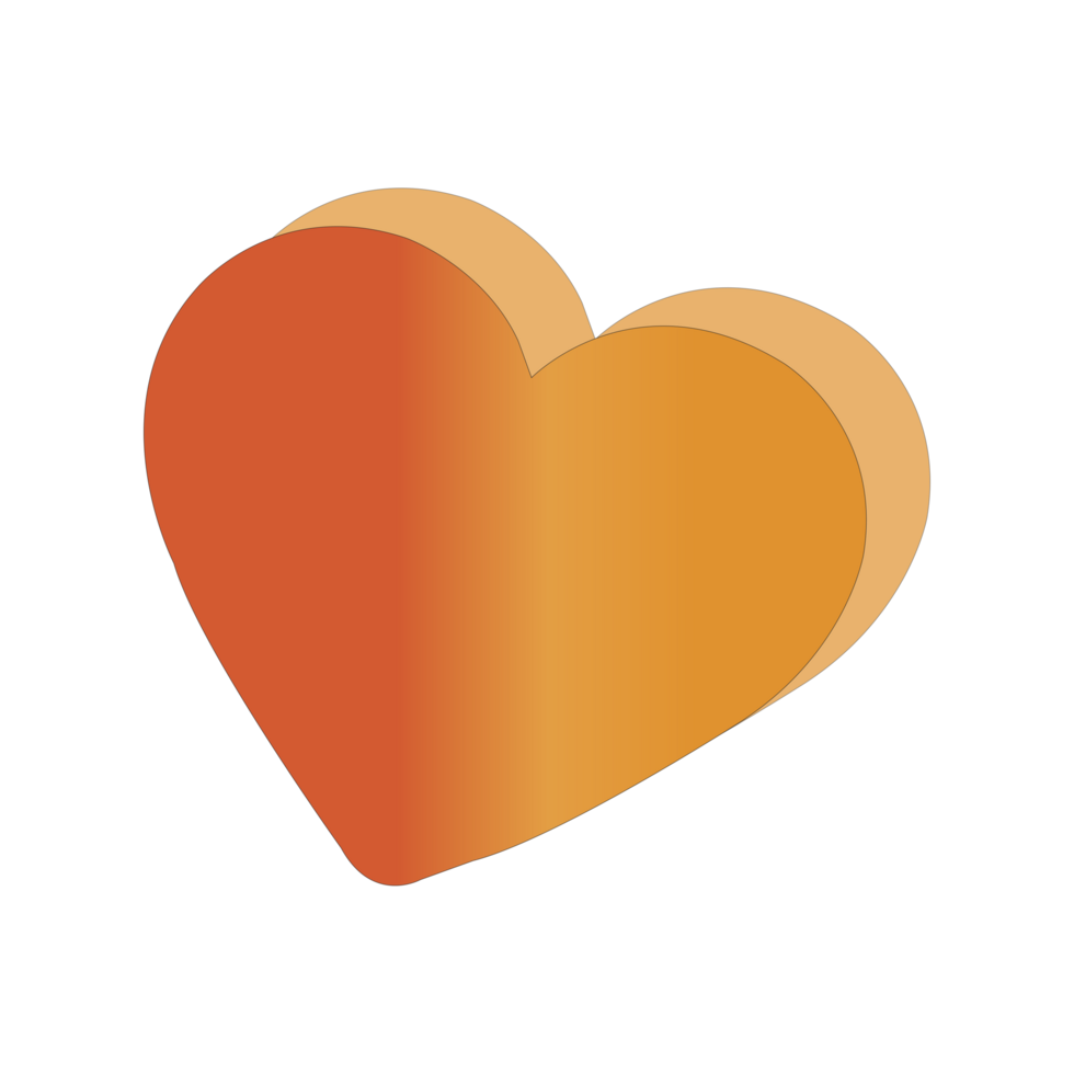 AI generated glossy golden heart,Beautiful heart in orange and pink color,like social media internet web technology interface line and fill style icon,heart valentine's day in paper style generated ai png