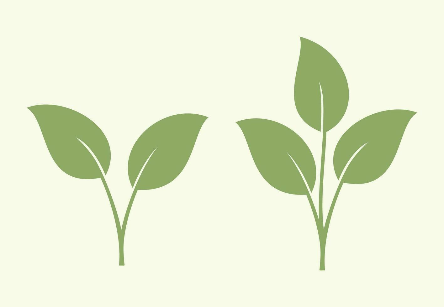 Green leaves icon set isolated vector illustration.