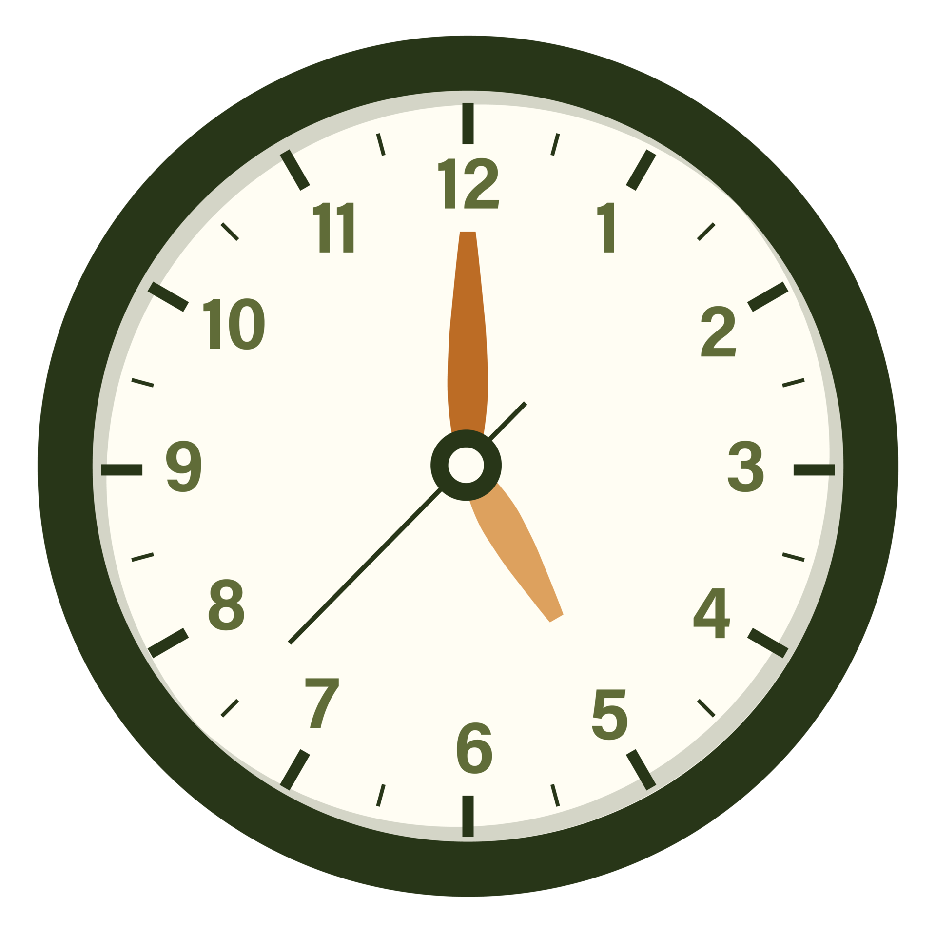 Wall Analog Clock Design Show at 5 o'clock, Time and Clock Illustration