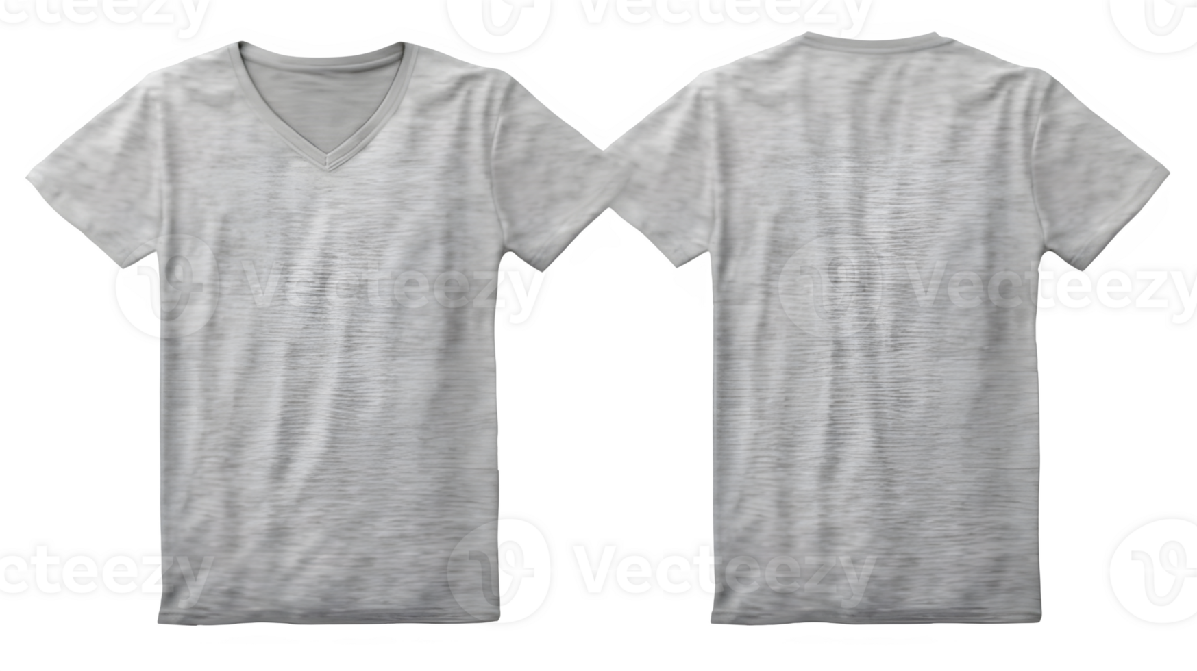 AI generated gray v neck cut out t-shirt mockup on transparent background ,generative ai png