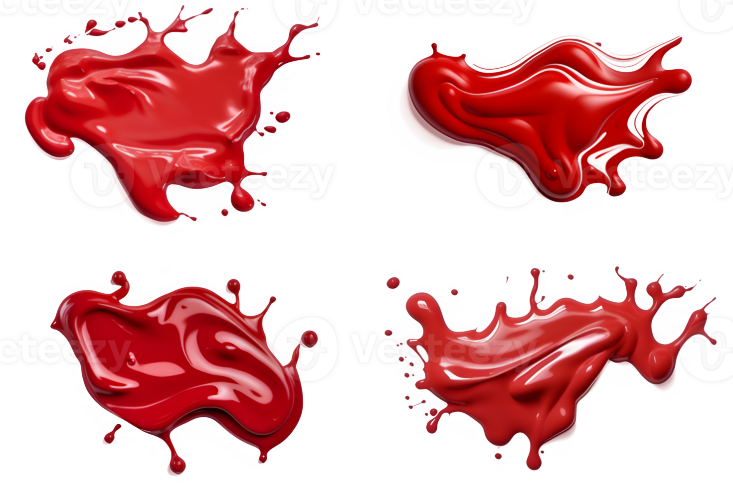 AI generated red paint splash isolated on transparent background ,generative ai png