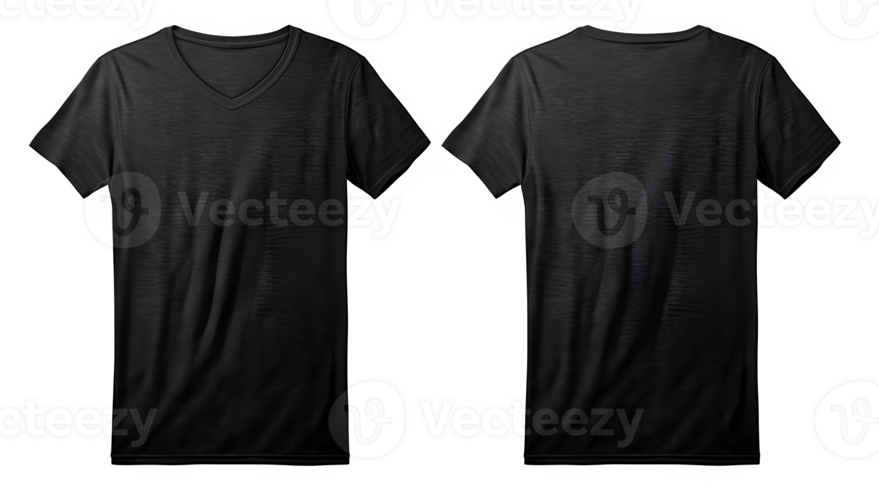 AI generated black v neck cut out t-shirt mockup on transparent background ,generative ai png
