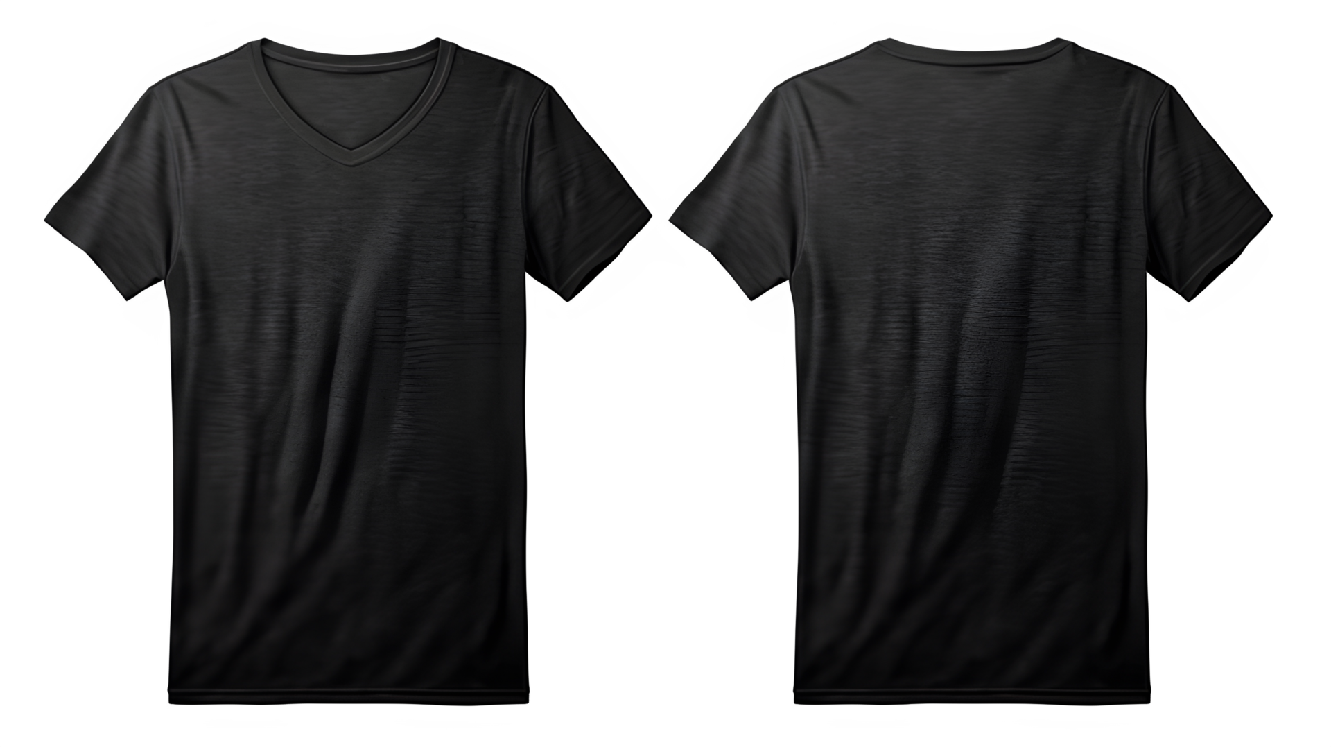 AI generated black v neck cut out t-shirt mockup on transparent ...