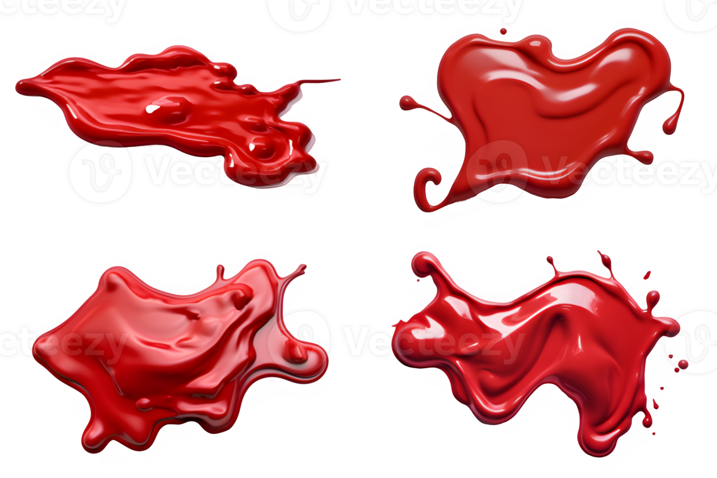 AI generated red paint splash isolated on transparent background ,generative ai png