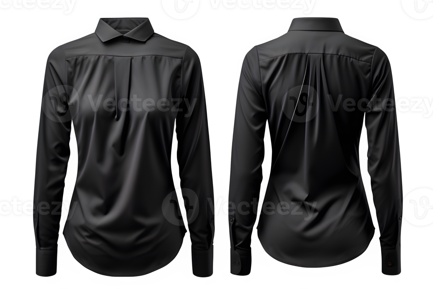 AI generated Men's black long sleeved collared shirt isolated on transparent background ,generative ai png