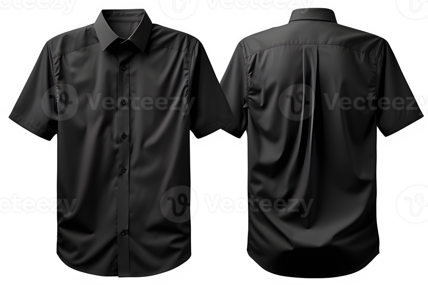 AI generated Men's black long sleeved collared shirt isolated on transparent background ,generative ai png