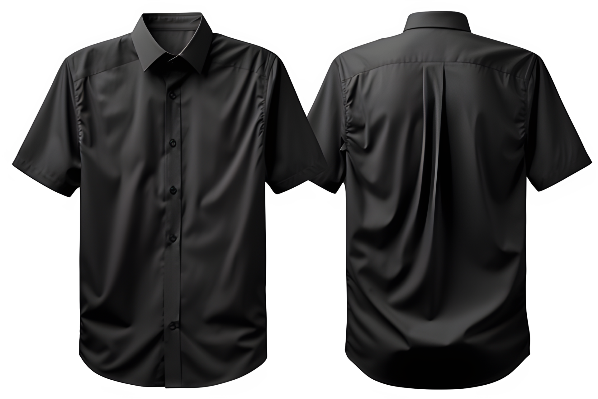 AI generated Men's black long sleeved collared shirt isolated on