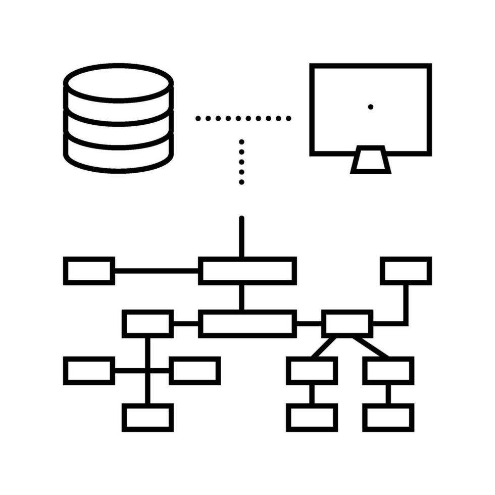 relational database line icon vector illustration