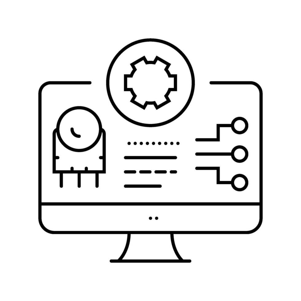 pcb inspection electronics line icon vector illustration