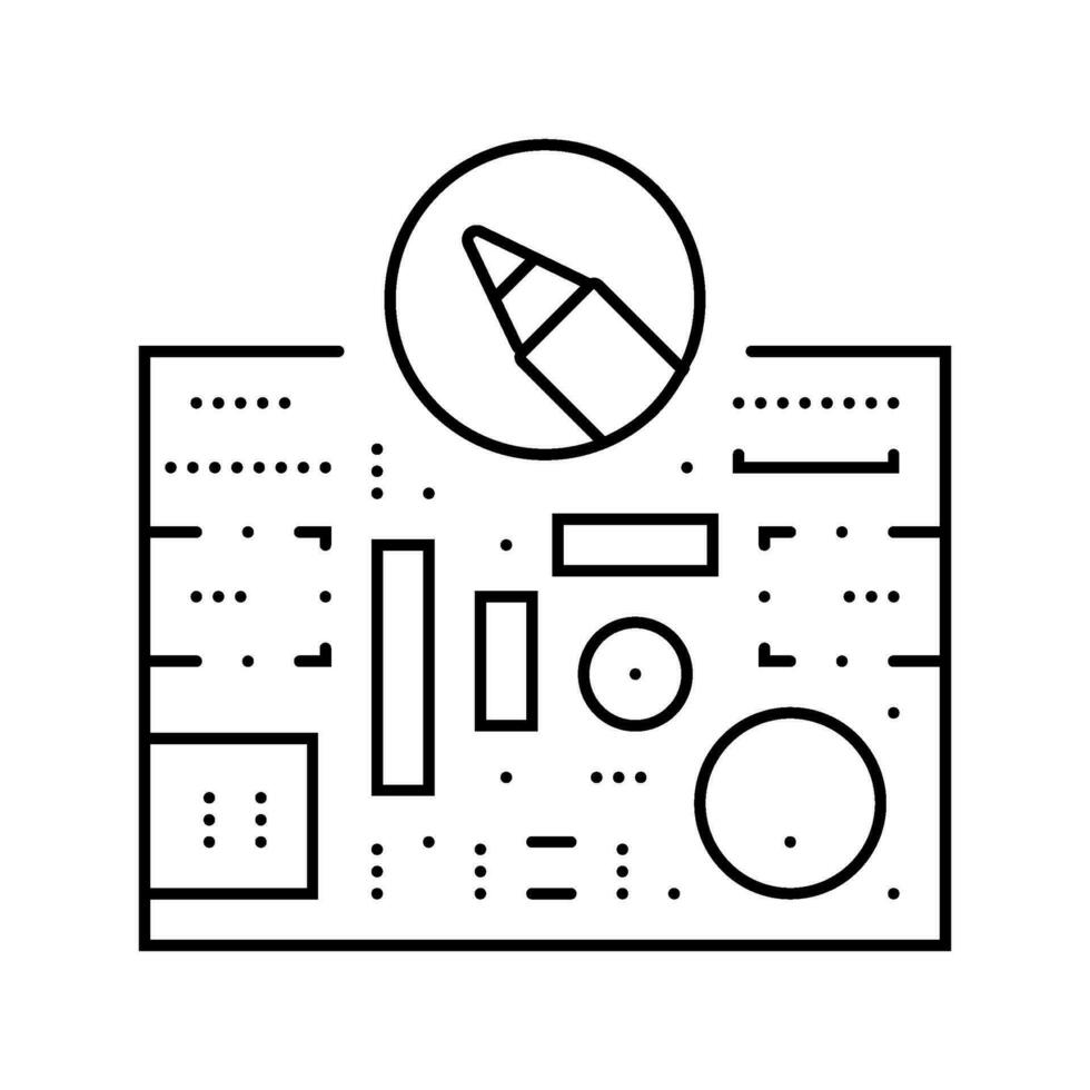 printed circuit design electronics line icon vector illustration