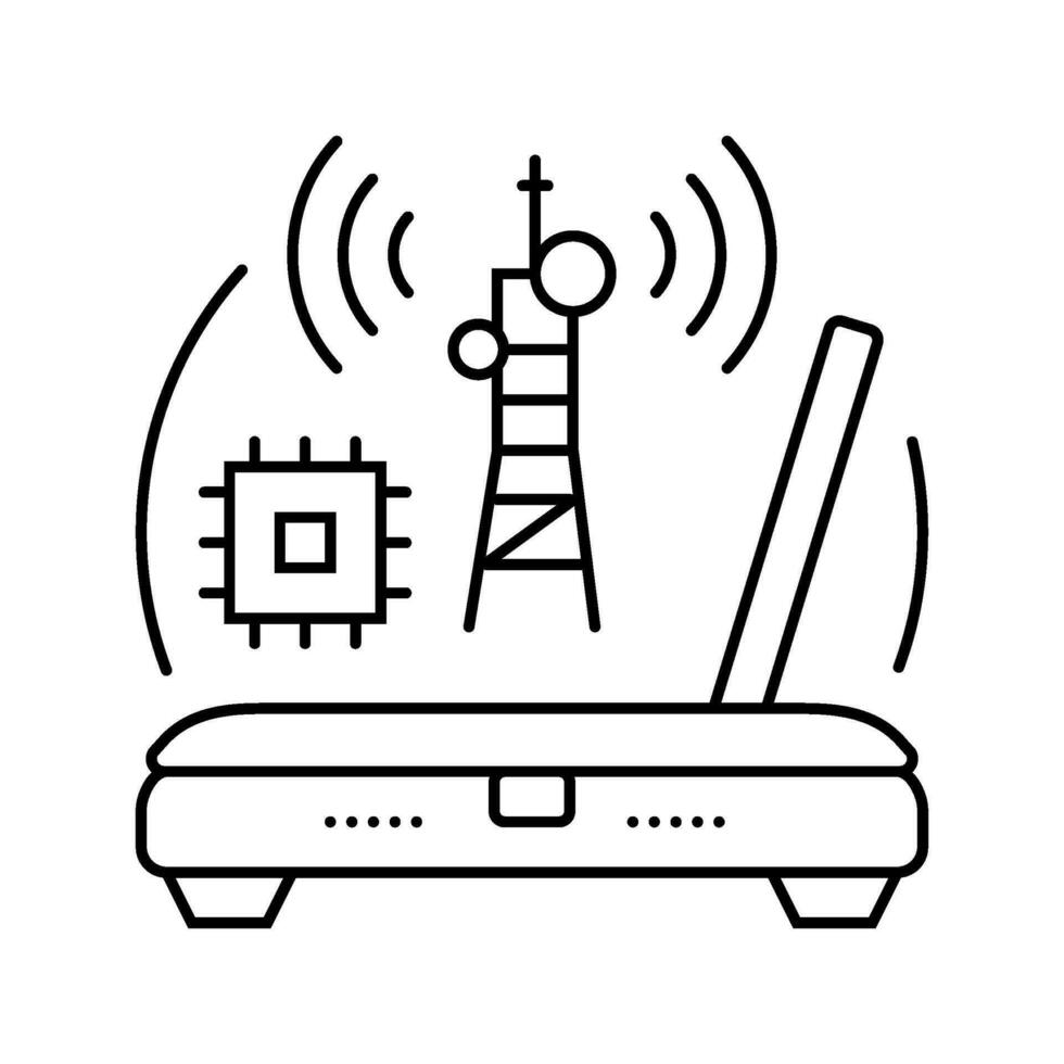 rf tecnología electrónica línea icono vector ilustración