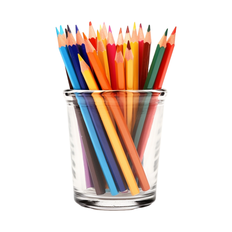 AI generated Pack of Pencils in a Glass on Transparent Background - Ai Generated png