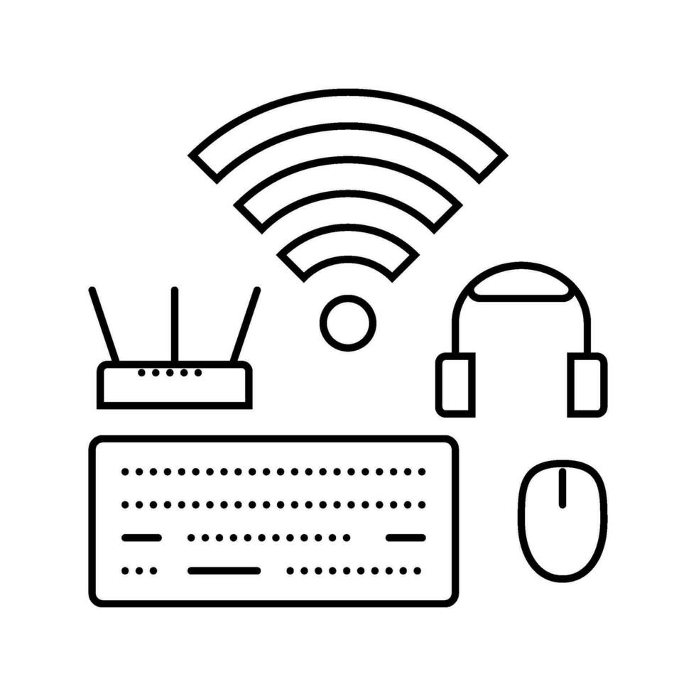 wireless setup repair computer line icon vector illustration