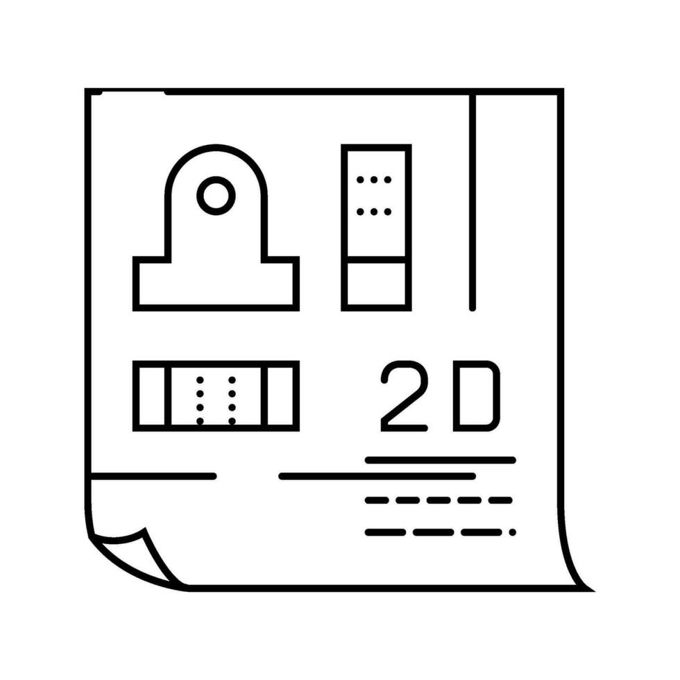 2d drafting architectural drafter line icon vector illustration
