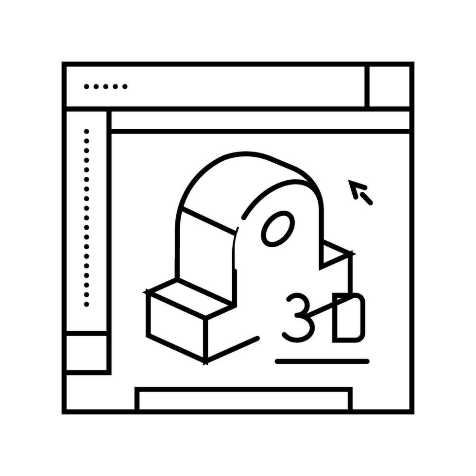 3d modeling architectural drafter line icon vector illustration