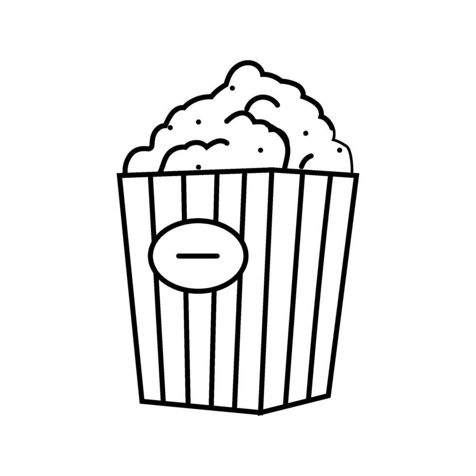 Cubeta palomitas de maiz caja delicioso línea icono vector ilustración