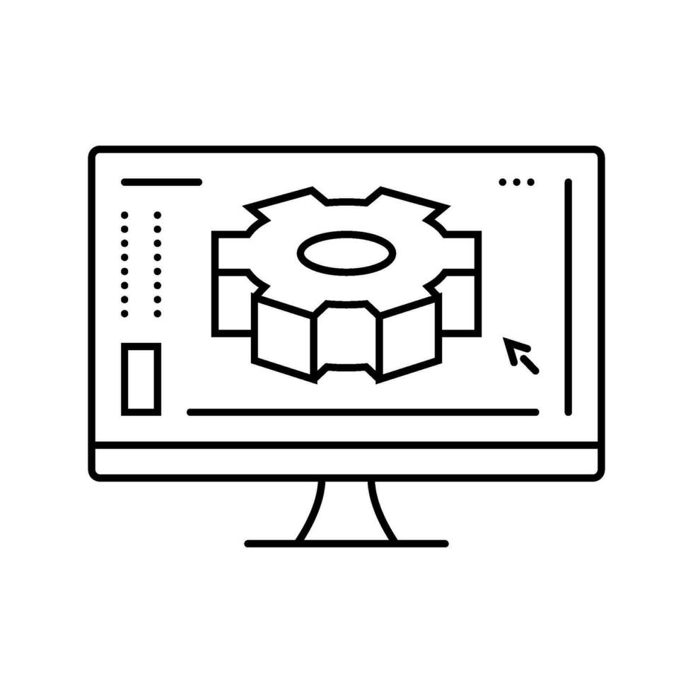 digital manufacturing engineer line icon vector illustration