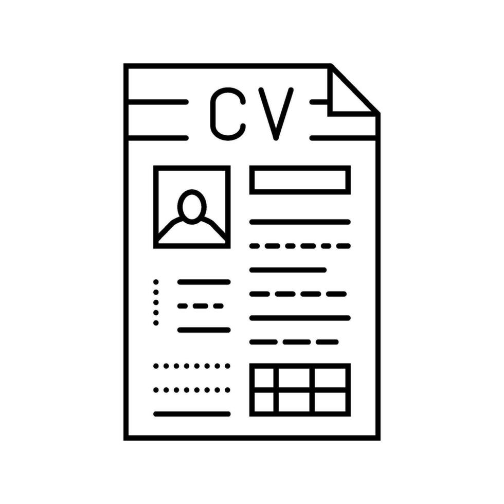 currículum documento entrevista trabajo línea icono vector ilustración