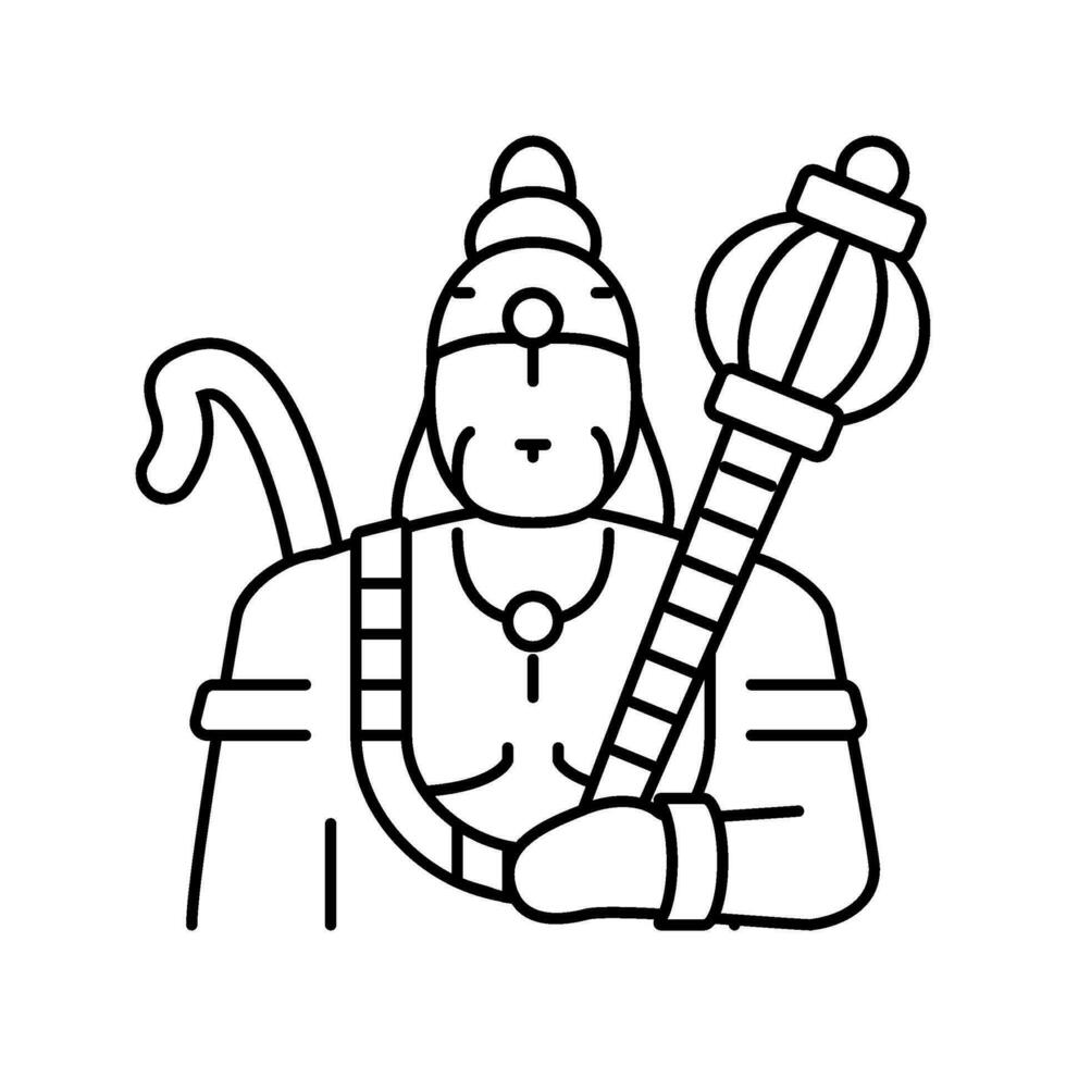 Hanuman Dios indio línea icono vector ilustración