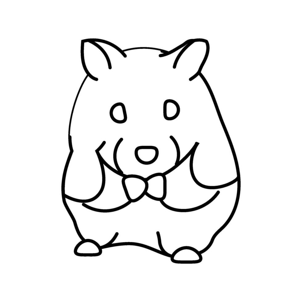 linda hámster sentado mascota línea icono vector ilustración