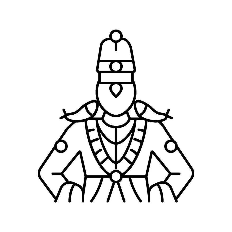 vithoba Dios indio línea icono vector ilustración