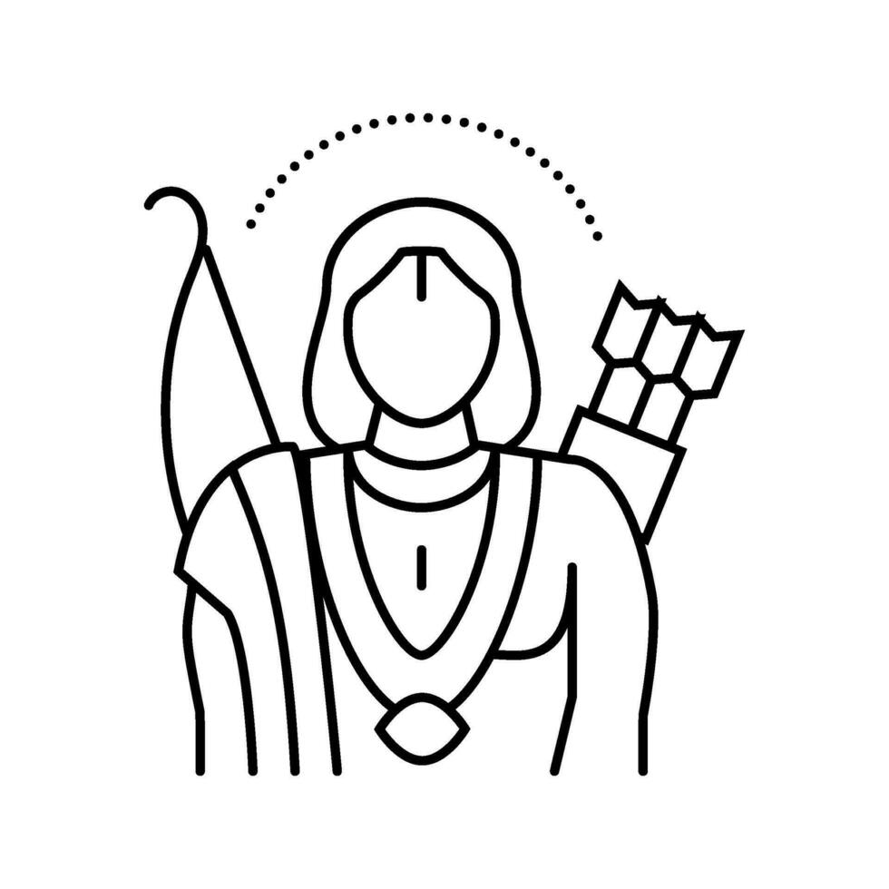 ayyappan Dios indio línea icono vector ilustración