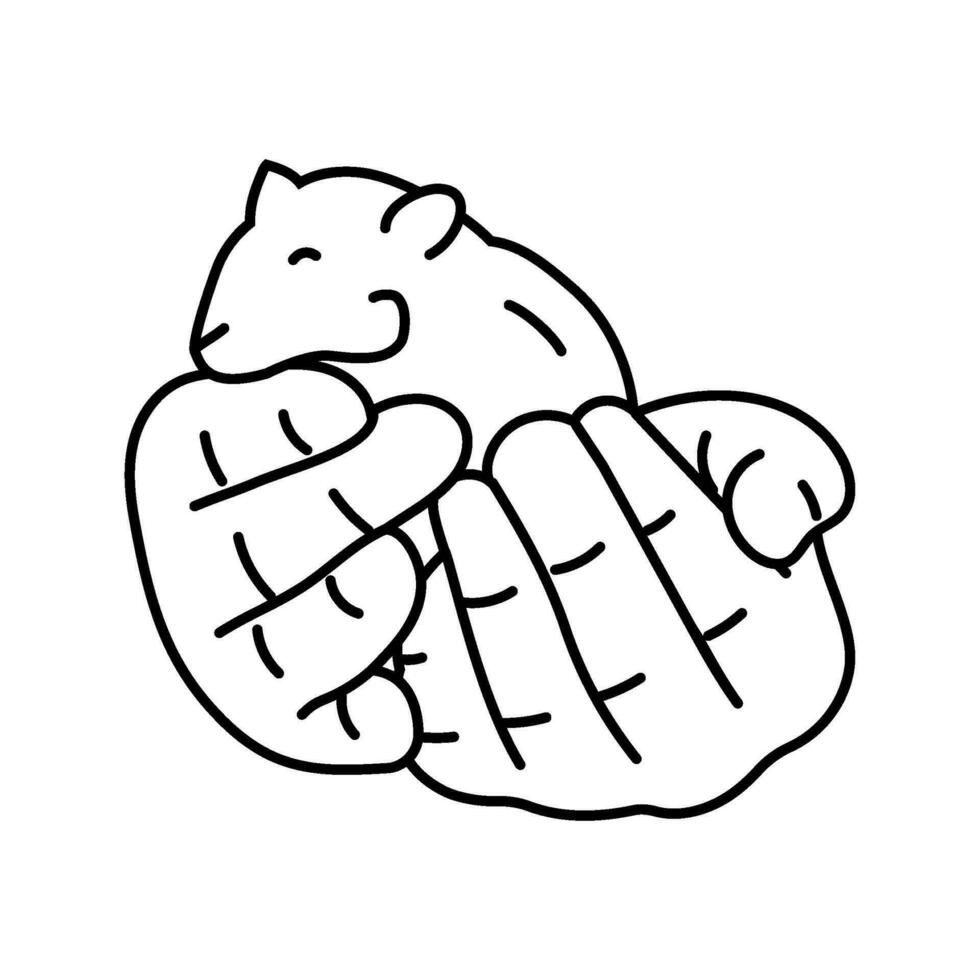 hamster hand pet line icon vector illustration