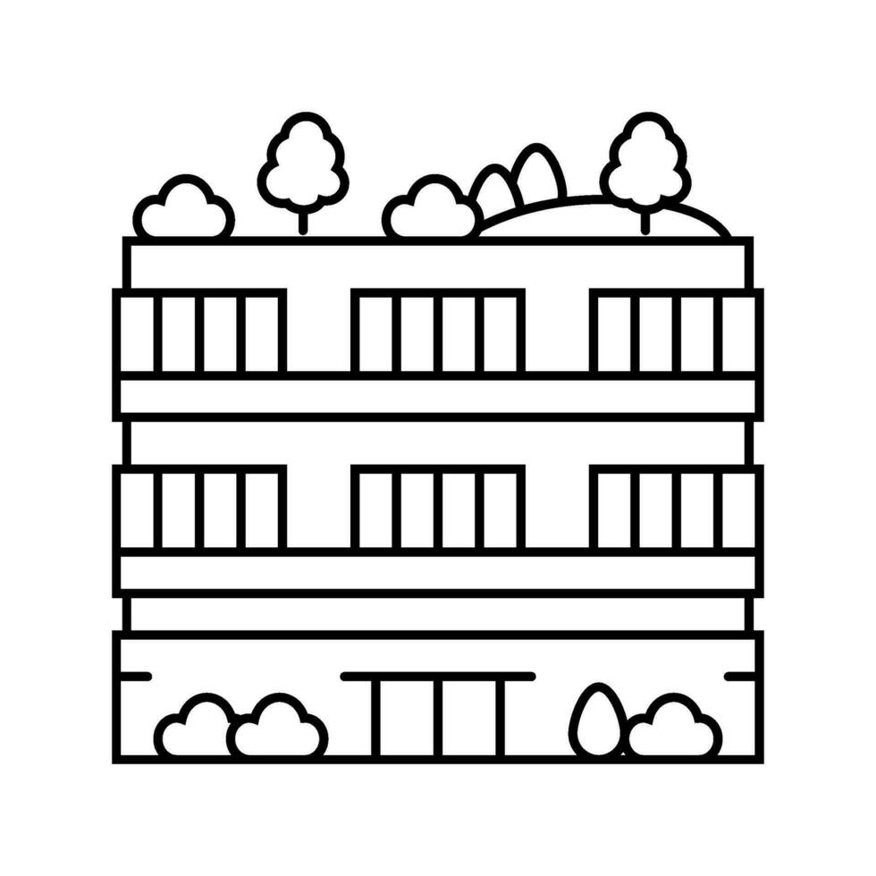 verde edificio ambiental línea icono vector ilustración