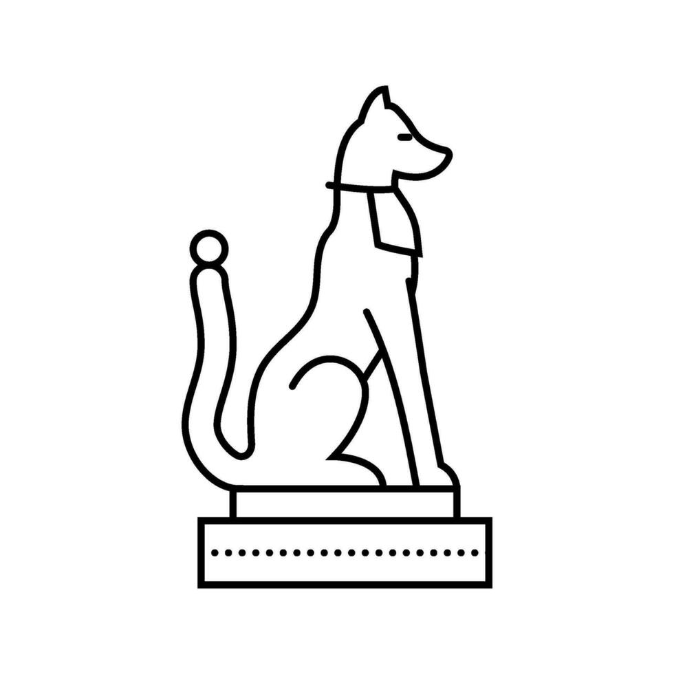 inari fox statue shintoism line icon vector illustration