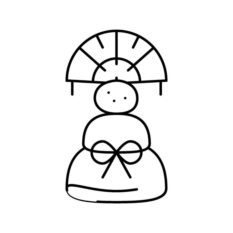 kagami mochi decoration shintoism line icon vector illustration