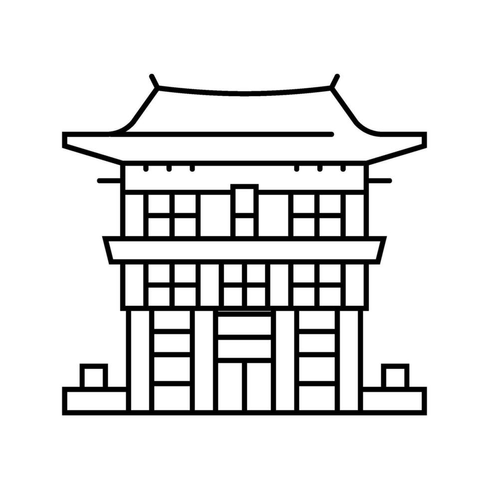 miko shrine maiden shintoism line icon vector illustration