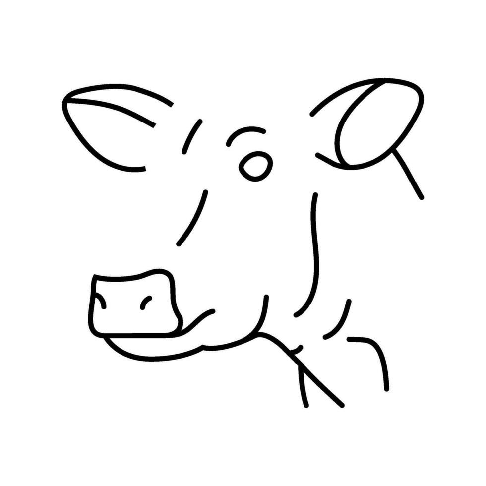 cabeza vaca animal línea icono vector ilustración