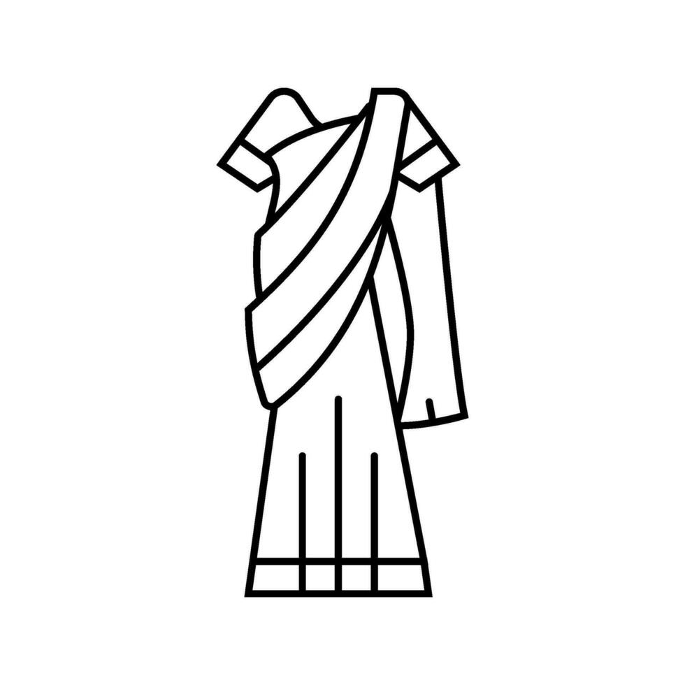 sari tradicional ropa línea icono vector ilustración