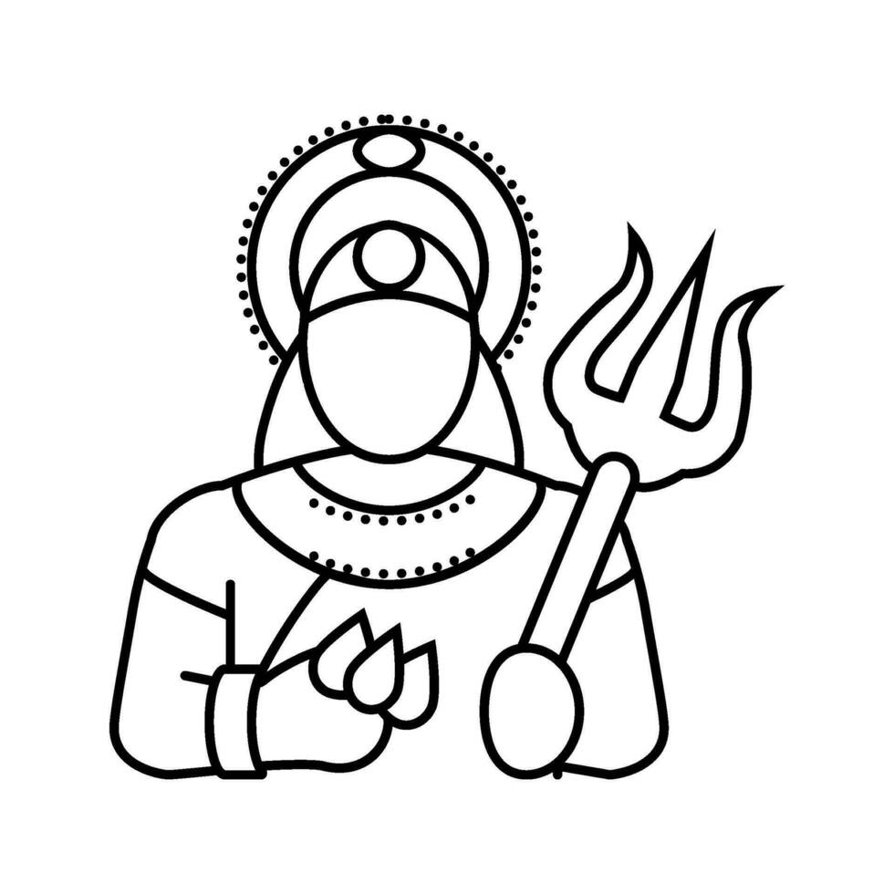 Durga tridente trishul línea icono vector ilustración