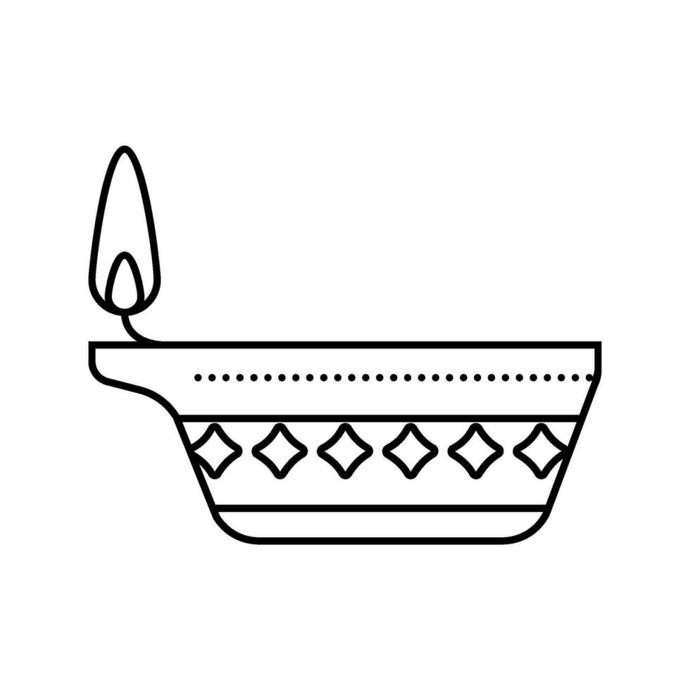 diya lamp hinduism line icon vector illustration