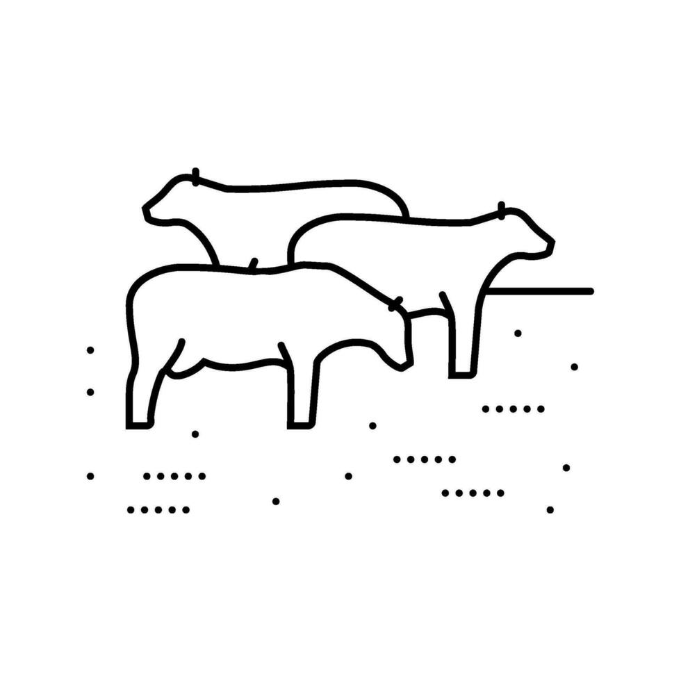 vaca pasto línea icono vector ilustración