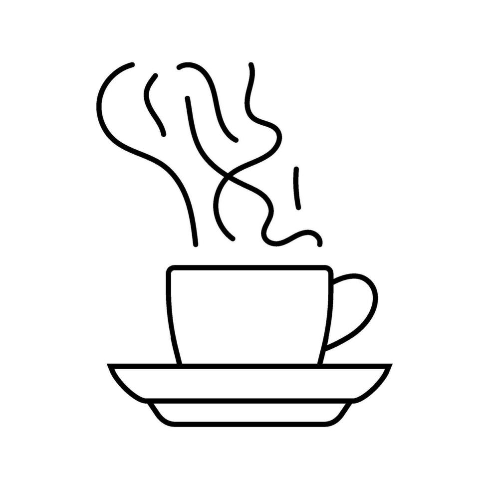 caliente café taza línea icono vector ilustración
