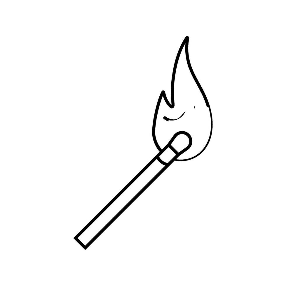 burning matchstick line icon vector illustration